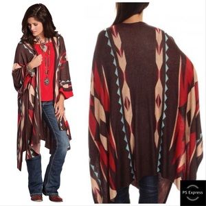 Western Aztec Print Shawl/Poncho